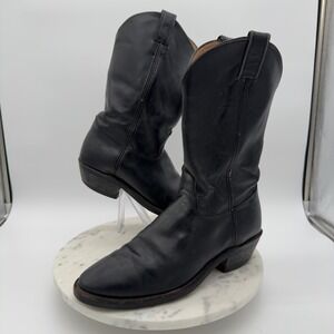Justin Tobias Cowboy Boots Mens 12 D Black Leather Round Toe Western Rodeo 3040